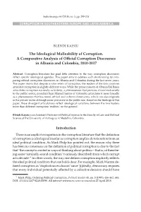 The Ideological Malleability of Corruption. a Comparative Analysis of Official Corruption Discourses in Albania and Colombia, 2010-2017