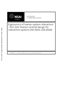 Human-Centred Design for Interactive Systems (ISO 9241-210:2010)