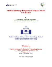 Student Exchange Program IIIT Sonepat Visited IIIT Raichur