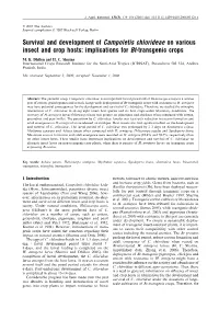 Survival and Development of Campoletis Chlorideae on Various Insect and Crop Hosts: Implications for Bt-Transgenic Crops