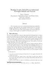 Training Googles Syntaxnet to Understand Norwegian Bokmål and Nynorsk