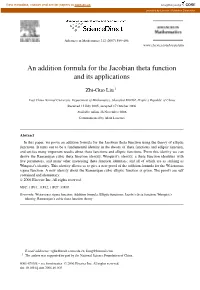 An Addition Formula for the Jacobian Theta Function and Its Applications