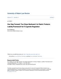 An Elastic Products Liability Framework for E-Cigarette Regulation