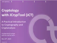 Cryptology with Jcryptool V1.0