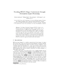 Deciding SHACL Shape Containment Through Description Logics Reasoning