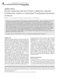 Exome Sequencing and Array-Based Comparative Genomic Hybridisation Analysis of Preferential 6-Methylmercaptopurine Producers