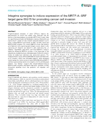 Integrins Synergise to Induce Expression of the MRTF-A–SRF Target