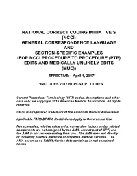 National Correct Coding Initiative's (Ncci) General