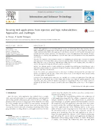 Securing Web Applications from Injection and Logic Vulnerabilities: Approaches and Challenges