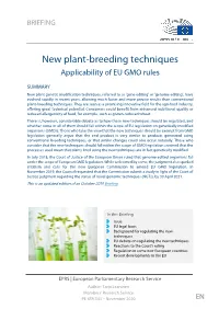 New Plant-Breeding Techniques Applicability of EU GMO Rules
