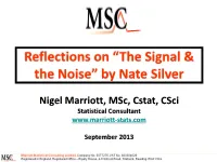 Reflections on “The Signal & the Noise” by Nate Silver