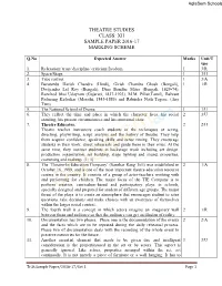 Theatre Studies Class: Xii Sample Paper 2016-17 Marking Scheme
