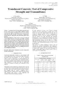 Translucent Concrete: Test of Compressive Strength and Transmittance