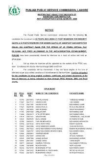 Alphabetical List of Successful Candidates For