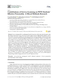 Contributions of Service-Learning on PETE Students' Effective Personality