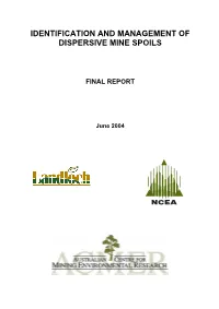 Dispersive Spoils Report