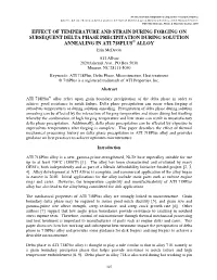 EFFECT of TEMPERATURE and STRAIN DURING FORGING on SUBSEQUENT DELTA PHASE PRECIPITATION DURING SOLUTION ANNEALING in ATI 718PLUS® ALLOY Erin Mcdevitt