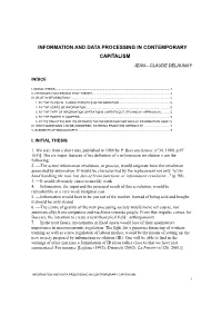 Information and Data Processing in Contemporary Capitalism