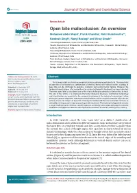 Open Bite Malocclusion: an Overview