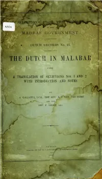 The Dutch in Malabar : Being a Translation of Selections Nos. 1 and 2