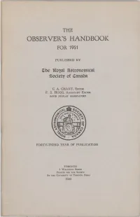 The Observer's Handbook for 1951