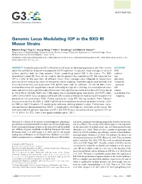 Genomic Locus Modulating IOP in the BXD RI Mouse Strains