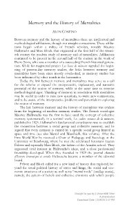 Memory and the History of Mentalities