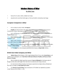 Modern History of Bihar By- BPSC Notes