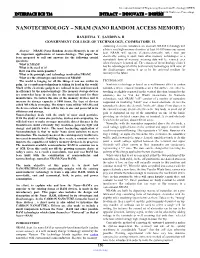 Nanotechnology ? Nram (Nano Random Access