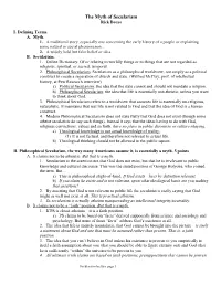 The Myth of Secularism Rick Booye