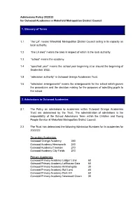 Admissions Policy WMDC 2022/23