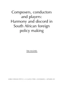 Harmony and Discord in South African Foreign Policy Making