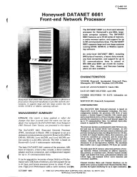 Honeywell DATANET 6661 Front-End Network Processor