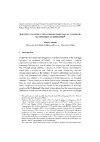 Identity Construction Through Bilingual Amazigh-Dutch “Digital” Discourse, In: M