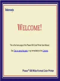 Phaser 600 Color Printer User Manual