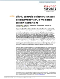 Slitrk2 Controls Excitatory Synapse Development Via PDZ-Mediated