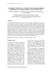 A Floristic Survey of a Unique Lowland Rain Forest in Moraella in the Knuckles Valley, Sri Lanka