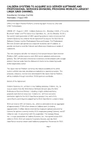 Caldera Systems to Acquire Sco Server Software