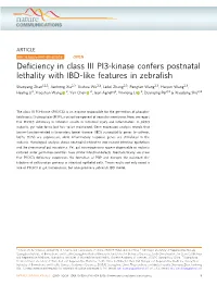 Deficiency in Class III PI3-Kinase Confers Postnatal Lethality with IBD