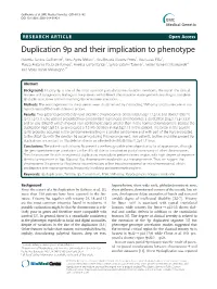 Duplication 9P and Their Implication to Phenotype