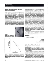 Lettirs to Th Editor Radiation Injury from Interstitial Injection Of