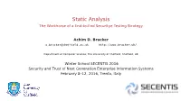 Static Analysis the Workhorse of a End-To-End Securitye Testing Strategy