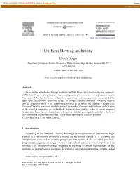 Uniform Heyting Arithmetic