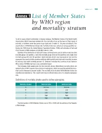 Annex 1 List of Member States by WHO Region and Mortality Stratum