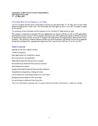Committee on Non-Governmental Organizations 2021 Regular Session 17 – 27 May 2021