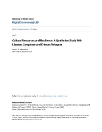 Cultural Resources and Resilience: a Qualitative Study with Liberian, Congolese and Eritrean Refugees