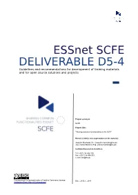Essnet SCFE DELIVERABLE D5-4 Guidelines and Recommendations for Development of Training Materials and for Open Source Solutions and Projects