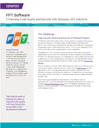 FPT Software Enhancing Code Quality and Security with Synopsys AST Solutions