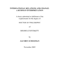 International Relations and Change: a Kuhnian Interpretation