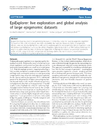Live Exploration and Global Analysis of Large Epigenomic Datasets Konstantin Halachev1*, Hannah Bast2, Felipe Albrecht1, Thomas Lengauer1 and Christoph Bock1,3,4*